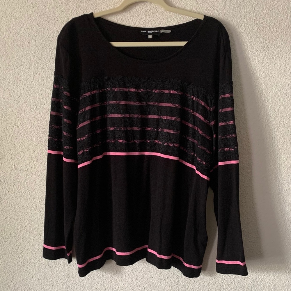 Karl Lagerfeld pink and black lace sweater